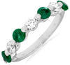 1.45CT DIAMOND & AAA EMERALD 14K WHITE GOLD SHARE PRONG 7 STONE ANNIVERSARY RING