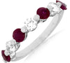 1.68CT DIAMOND & AAA RUBY 14K WHITE GOLD 3D ROUND SHARE PRONG SEMI ETERNITY RING