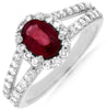 1.55CT DIAMOND & AAA RUBY 14K WHITE GOLD 3D CLASSIC OVAL & ROUND ENGAGEMENT RING