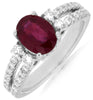 ESTATE 1.90CT DIAMOND & AAA RUBY 14KT WHITE GOLD 3D OVAL & ROUND ENGAGEMENT RING