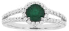 ESTATE 1.04CT DIAMOND & AAA EMERALD 14K WHITE GOLD 3D ROUND HALO ENGAGEMENT RING