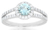 1.03CT DIAMOND & AAA AQUAMARINE 14KT WHITE GOLD 3D ROUND HALO ENGAGEMENT RING