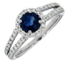 1.28CT DIAMOND & AAA SAPPHIRE 14KT WHITE GOLD ROUND HALO CLASSIC ENGAGEMENT RING