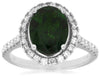 3.20CT DIAMOND & AAA GREEN GARNET 14KT WHITE GOLD 3D OVAL HALO ENGAGEMENT RING