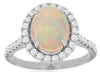 ESTATE 2.3CT DIAMOND & AAA OPAL 14KT WHITE GOLD 3D OVAL & ROUND CLASIC LOVE RING