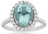 LARGE 2.6CT DIAMOND & AAA AQUAMARINE 14K WHITE GOLD OVAL & ROUND ENGAGEMENT RING