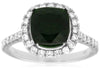 2.75CT DIAMOND & AAA GREEN GARNET 14KT WHITE GOLD CUSHION HALO ENGAGEMENT RING