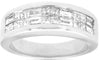 WIDE 1.0CT DIAMOND 14K WHITE GOLD PRINCESS & BAGUETTE INVISIBLE ANNIVERSARY RING