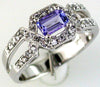 .85CT DIAMOND & AAA TANZANITE 14KT WHITE GOLD EMERALD CUT & ROUND INFINITY RING