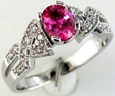 .82CT DIAMOND & AAA PINK SAPPHIRE 14K WHITE GOLD OVAL & ROUND INFINITY LOVE RING