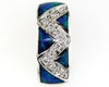 ESTATE .12CT DIAMOND & AAA OPAL 14KT WHITE GOLD ZIG ZAG RECTANGULAR FUN PENDANT