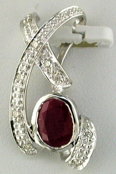 .99CT DIAMOND & AAA RUBY 14KT WHITE GOLD 3D OVAL & ROUND X LOVE FLOATING PENDANT