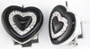ESTATE .36CT DIAMOND & AAA ONYX 14KT WHITE GOLD 3D MULTI HEART LOVE EARRINGS