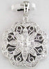 ESTATE .27CT DIAMOND 14KT WHITE GOLD 3D CLASSIC FILIGREE FLOWER FLOATING PENDANT