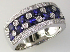 2.15CT DIAMOND & AAA SAPPHIRE 14KT WHITE GOLD MULTI ROW ETOILE ANNIVERSARY RING