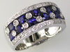 2.15CT DIAMOND & AAA SAPPHIRE 14KT WHITE GOLD MULTI ROW ETOILE ANNIVERSARY RING
