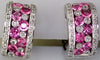 WIDE 2.85CT DIAMOND & PINK SAPPHIRE 14KT WHITE GOLD RECTANGULAR HANGING EARRINGS