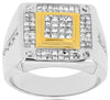 1.0CT DIAMOND 14KT WHITE GOLD 3D PRINCESS & ROUND INVISIBLE SQUARE MENS RING
