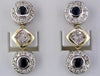 1.22CT DIAMOND & AAA SAPPHIRE 14KT 2 TONE GOLD ROUND & PRINCESS HANGING EARRINGS