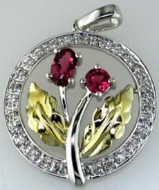 .45CT DIAMOND & AAA PINK TOURMALINE 14K WHITE GOLD CIRCLE OF LIFE FLOWER PENDANT