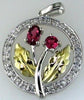 .45CT DIAMOND & AAA PINK TOURMALINE 14K WHITE GOLD CIRCLE OF LIFE FLOWER PENDANT