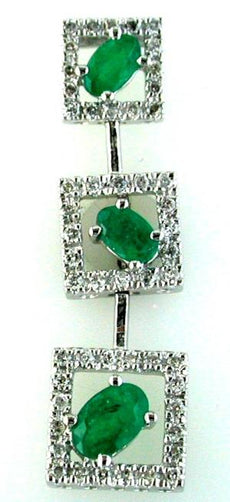 1.22CT DIAMOND & AAA EMERALD 14KT WHITE GOLD OVAL & ROUND SQUARE JOURNEY PENDANT