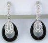 .18CT DIAMOND & AAA ONYX 14KT WHITE GOLD 3D DOUBLE OVAL FUN HANGING EARRINGS