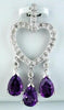 ESTATE 2.17CT DIAMOND & AAA AMETHYST 14KT WHITE GOLD 3D HEART TEAR DROP PENDANT
