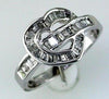 ESTATE .50CT DIAMOND 14KT WHITE GOLD 3D BAGUETTE LOVE KNOT HEART SHAPE FUN RING