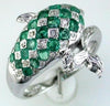 1.49CT DIAMOND & AAA EMERALD 14KT WHITE GOLD 3D CLASSIC HAPPY DOLPHIN FUN RING