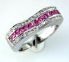 1.08CT DIAMOND & AAA PINK SAPPHIRE 14K WHITE GOLD PRINCESS & ROUND WAVE FUN RING