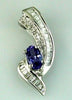 .42CT DIAMOND & AAA TANZANITE 14KT WHITE GOLD 3D OVAL ROUND & BAGUETTE PENDANT