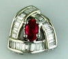 .53CT DIAMOND & AAA RUBY 14KT WHITE GOLD 3D OVAL & BAGUETTE TRIANGULAR PENDANT