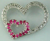 .53CT DIAMOND & AAA PINK SAPPHIRE 14KT WHITE GOLD 3D DOUBLE HEART LOVE PENDANT