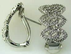 WIDE .63CT DIAMOND 14KT WHITE GOLD 3D LOVE KNOT MARQUISE SHAPE CLIP ON EARRINGS
