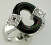 ESTATE 0.11CT DIAMOND & AAA BLACK MOTHER OF PEARL 14KT WHITE GOLD 3D FUN RING