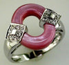 ESTATE 0.11CT DIAMOND & AAA PINK MOTHER OF PEARL 14KT WHITE GOLD 3D FUN RING