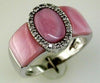 ESTATE 0.12CT DIAMOND & AAA MOTHER OF PEARL 14KT WHITE GOLD 3D OVAL FUN RING