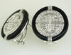 ESTATE .32CT DIAMOND & AAA ONYX 14KT WHITE GOLD FILIGREE CIRCLE CLIP ON EARRINGS