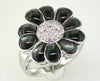 ESTATE .15CT DIAMOND & AAA MOTHER OF PEARL 14KT WHITE GOLD 3D FLOWER FUN RING
