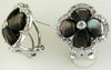 .30CT DIAMOND & AAA MOTHER OF PEARL 14KT WHITE GOLD FLOWER HALO CLIP ON EARRINGS