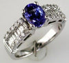 2.08CT DIAMOND & TANZANITE 14KT WHITE GOLD OVAL ROUND & BAGUETTE ENGAGEMENT RING