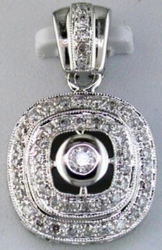.36CT DIAMOND 14KT WHITE GOLD 3D SOLITAIRE ETOILE DOUBLE HALO FILIGREE PENDANT