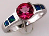 ESTATE 1.75CT AAA PINK TOPAZ 14KT WHITE GOLD 3D OPAL ROUND SEMI BEZEL FUN RING