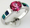 ESTATE 1.78CT DIAMOND AAA PINK TOPAZ & OPAL 14KT WHITE GOLD 3D CLASSIC FUN RING