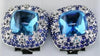 18.03CT DIAMOND & AAA SAPPHIRE & BLUE TOPAZ 14K WHITE GOLD HALO HANGING EARRINGS