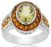 2.40CT DIAMOND & AAA CITRINE & AAA LEMON QUARTZ 14KT WHITE GOLD 3D OVAL FUN RING