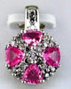 1.45CT DIAMOND & AAA PINK SAPPHIRE 14KT WHITE GOLD 3D TRILLION CIRCULAR PENDANT