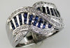 1.06CT DIAMOND & AAA SAPPHIRE 14KT WHITE GOLD ROUND & PRINCESS CRISS CROSS RING