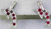 ESTATE .39CT DIAMOND & AAA RUBY 14K WHITE GOLD 3D HAPPY DOLPHIN HANGING EARRINGS